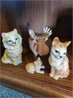 Vintage Lot of Cat Figurines with a Moose