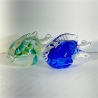 Colorful Glass Paperweight Fish (set of 2)