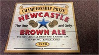 New castle beer wooden sign 19"x16”
