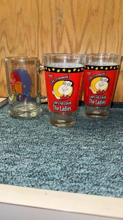 Lot of 3 Beer Glasses