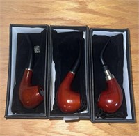 Wooden tobacco pipe lot of 3