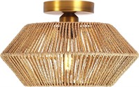 WOVEN RATTAN CEILING LIGHT FIXTURE