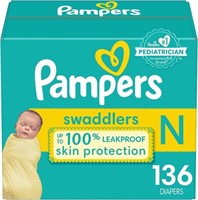 136-COUNT PAMPERS SWADDLERS - NEWBORN
