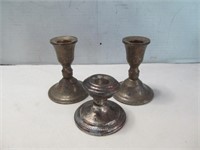 3pc Vintage Sterling Silver Weighted Candle Sticks