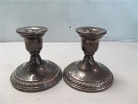 Pair of Sterling Silver Weighted Candle Sticks