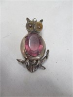 Vintage Sterling Silver Large Owl "Pendant"