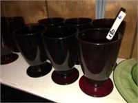 (6) Ruby Red Pedestal Tumblers (5" Tall)