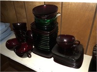 Royal Ruby Red Dish Set (44 Pcs)