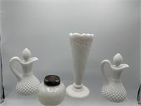Vintage milk glass vase and more