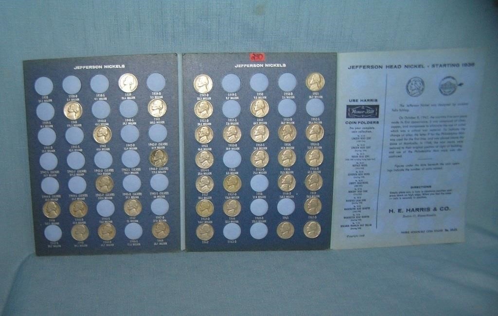 Jefferson nickle collection with collector's blue
