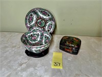 Oriental Bowl w/ Saucer & Trinket Box