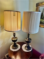 2 Heavy Brass Table Lamps