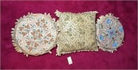 3 Deer Hide Embroidered Pillows.