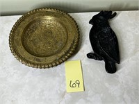Brass Plate & Cast Iron Parrot