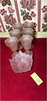 Frosted Pink Sundae Cups & Bowl