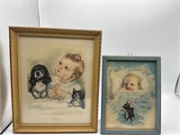 Vintage framed baby wall art