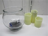 Battery Candles and Fish Bowl