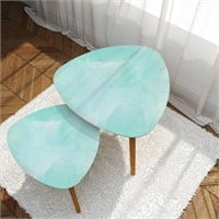 Small Coffee Nesting Table Set of 2  Cyan Mint