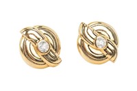 PAIR OF 18K GOLD AND DIAMOND EAR CLIPS, 17.2g