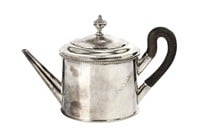 18th C AUGSBURG GERMAN SILVER TEAPOT, 395g