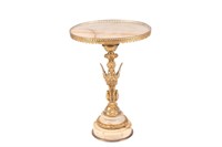 ANTIQUE FRENCH ONYX & BRONZE PEDESTAL TABLE
