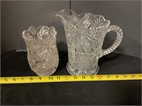 Vintages glass vase & pitcher