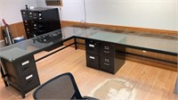 Glass L shape desk on side 96x32 other side