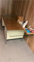 Desk with glass table top aprox 83” x 3ft x 29”