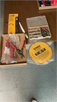 Snips, saw blade, various drill bits, cordless