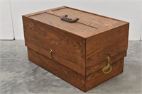 Two-Piece Oak Storage Box w/ Sliding Lid