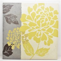Gray & Yellow Floral Wall Art  32"  x32"