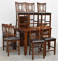 Bar Height Table, 8 Chairs & 18" Leaf