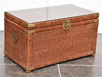 Wicker Trunk w/ Glass Top for Coffee Table