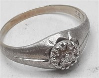 14K White Gold Ring w/ Diamonds Size 13 1/4  4.4 G