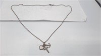 Sterling Necklace w/ Anchor, Heart & Cross Charms-