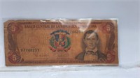 1996 Dominican Republica 5 Pesos Banknote