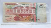 1996 Centrale Bank Van Suriname 10 Gulden Banknote
