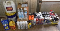 Large lot of degreaser, cleaner, lubricant, paint,