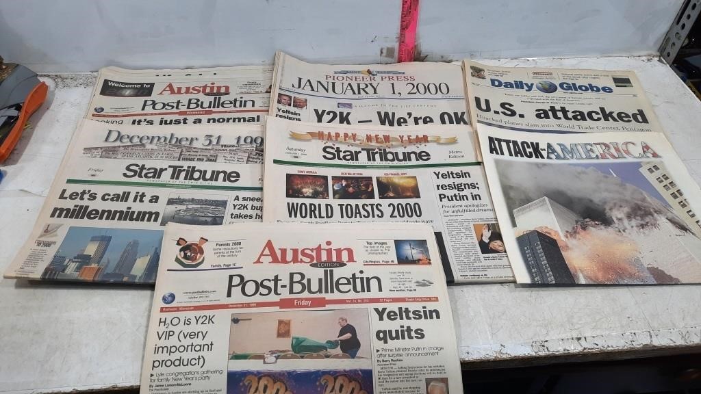 7  Old Newspapers Y2K & September 11th Attack