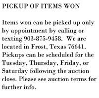 NOTICE - LOCAL PICKUP OF AUCTION ITEMS