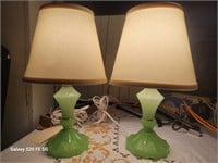 JADEITE pair of old lamps in working condition
