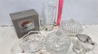 Various Pitchers, Silver Plated Bowl, Glass Candy
