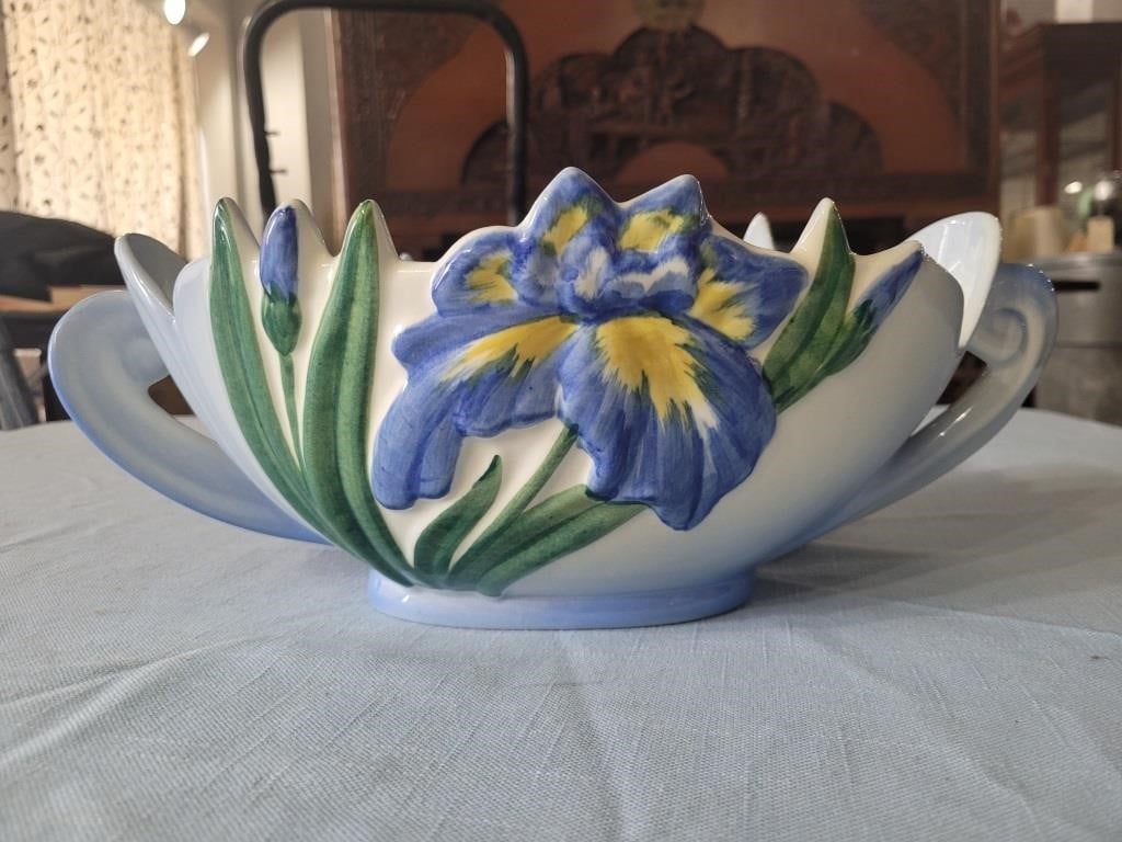 CAMARK art pottery huge 14" beautiful iris bowl