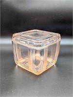Crisscross Square Ref Jar with Lid - Pink
