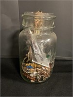 Mason jar with jewelry