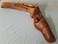 MARTINEZ SADDLERY antique tooled leather gun belt