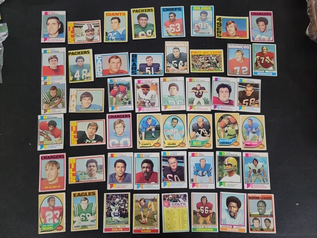 48 old 1970s NFL football cards 1 error