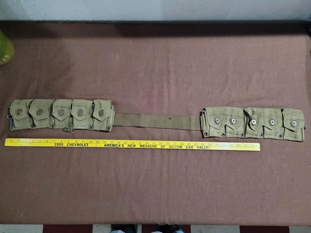 WW2 era military green canvas ammo belt