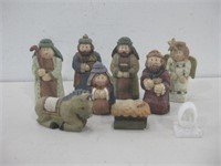 Wood Nativity Scene Figures Tallest 4" See Info