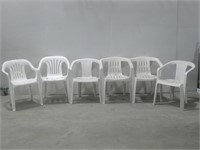 Six Plastic Patio Chairs See Info